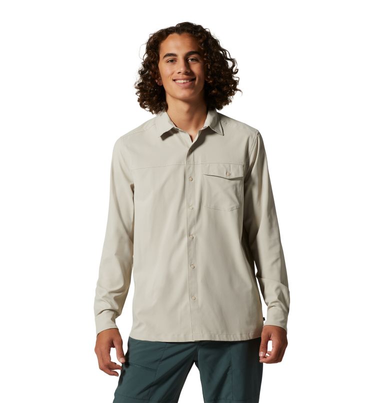 Men's Athletic Long Sleeve Top in Light Grey Marl