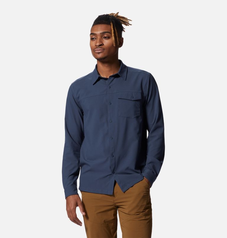 Navy blue long outlet sleeve button up shirt