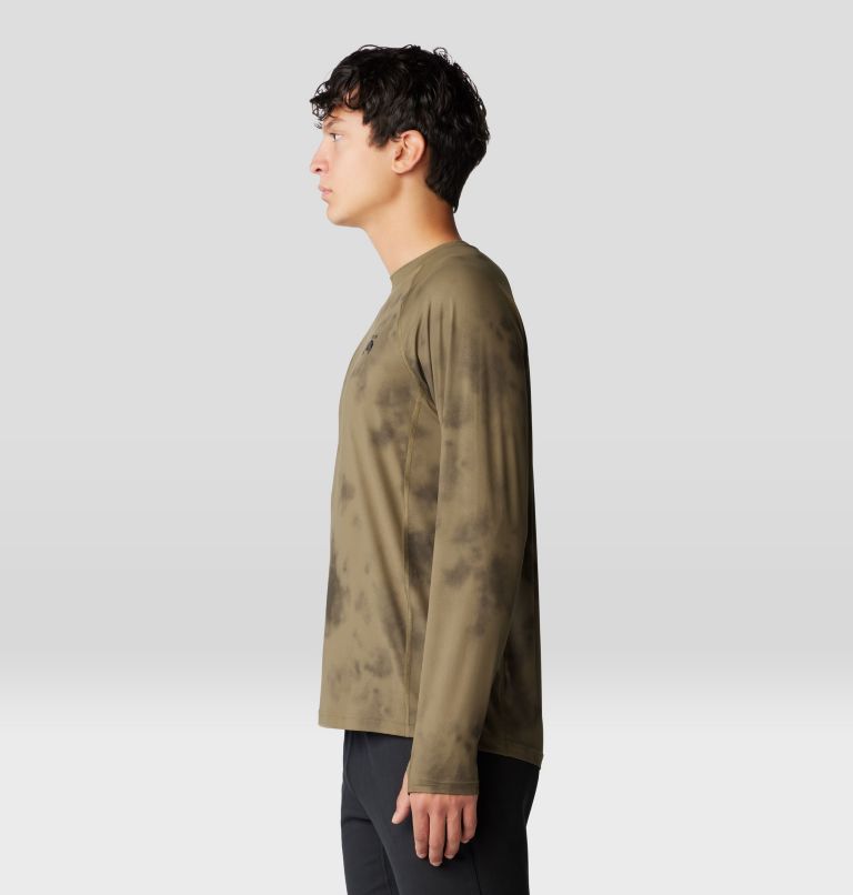 Men's Crater Lake Long Sleeve Crew, Color: Raw Clay Clouds Dye Print, image 3