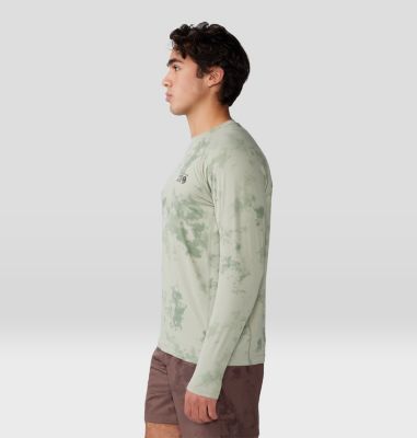 Men's Crater Lake Long Sleeve Crew, Color: White Sage Nebula Print, image 15