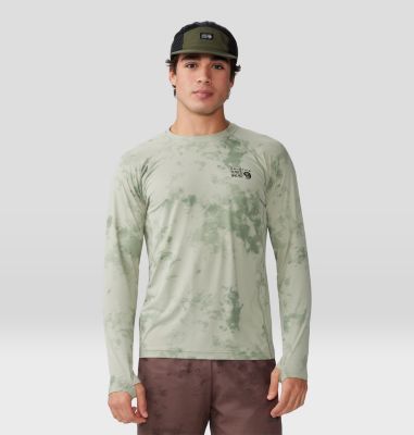 Men's Crater Lake Long Sleeve Crew, Color: White Sage Nebula Print, image 13