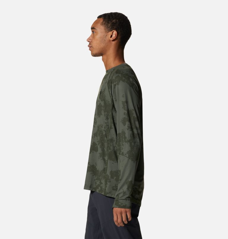 Thumbnail: Crater Lake Long Sleeve Crew | 348 | S, Color: Surplus Green Scatter Dye Print, image 3
