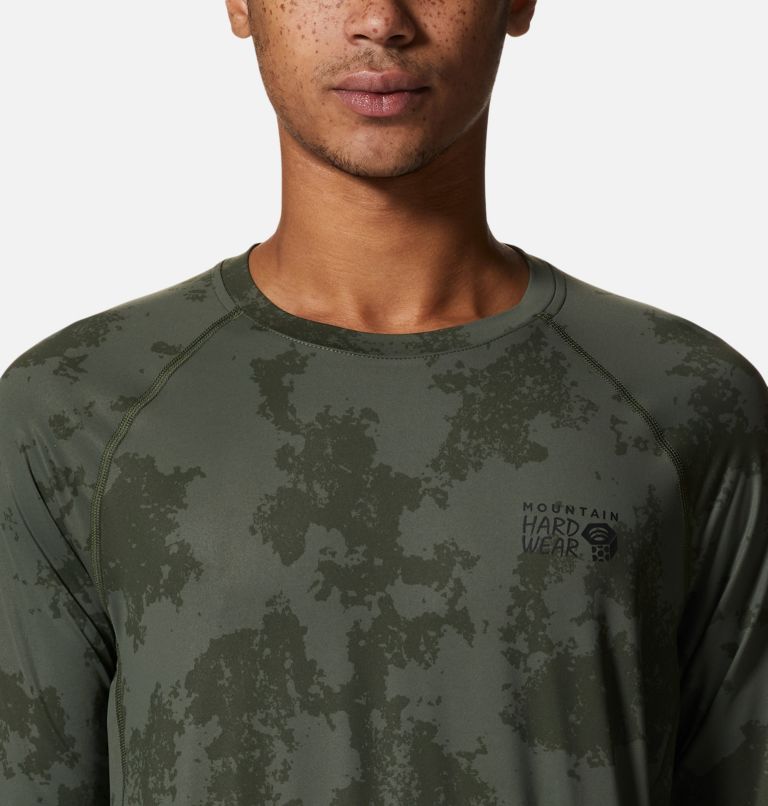 Men's Crater Lake Long Sleeve Crew, Color: Surplus Green Scatter Dye Print, image 4