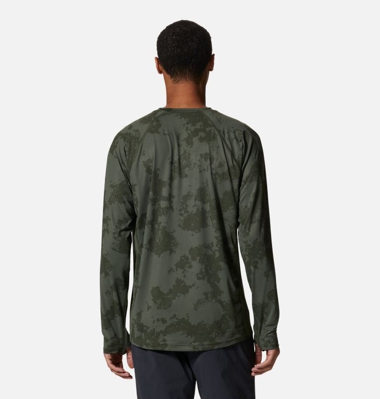 Men's Crater Lake Long Sleeve Crew, Color: Surplus Green Scatter Dye Print, image 2