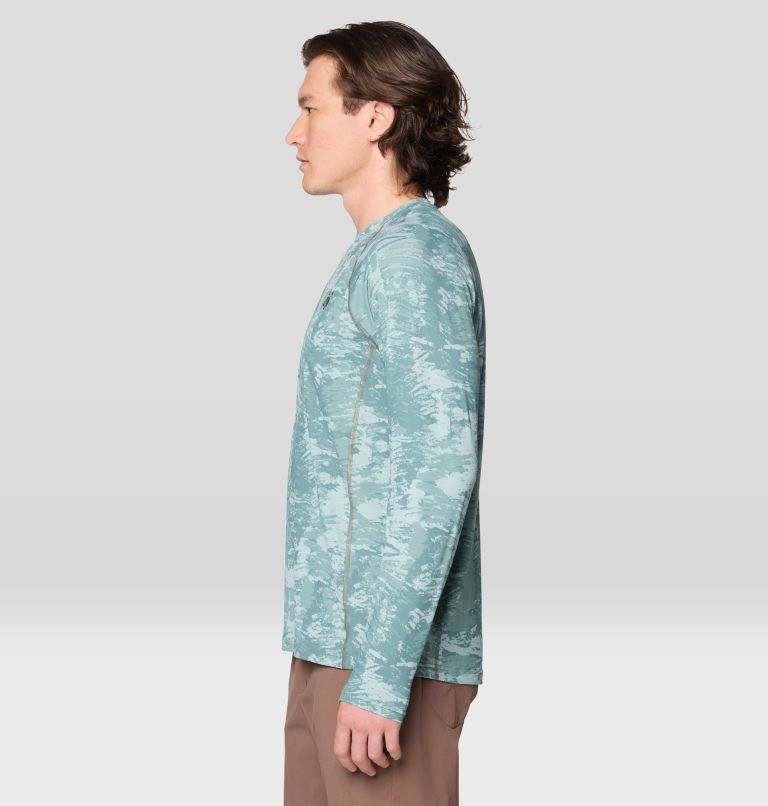 Men's Crater Lake Long Sleeve Crew, Color: Blue Sage Inked Dyed Print, image 4