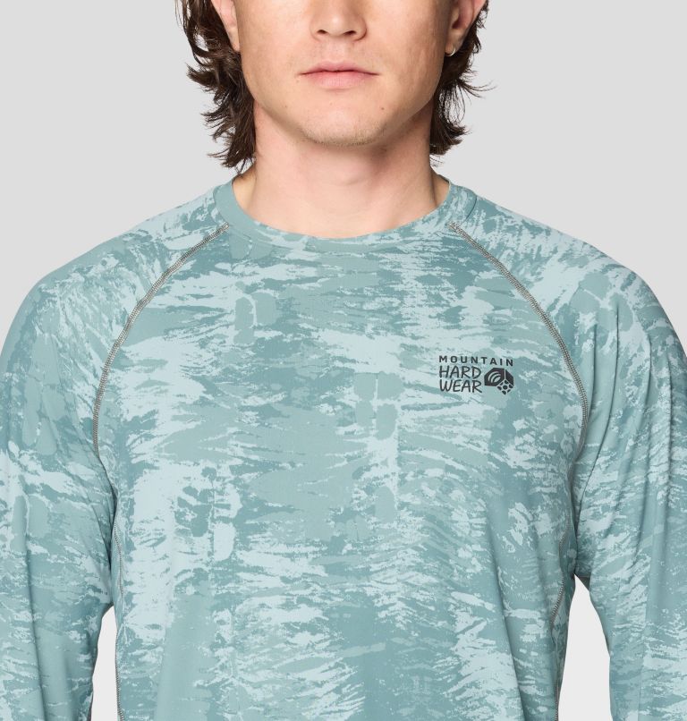 Men's Crater Lake Long Sleeve Crew, Color: Blue Sage Inked Dyed Print, image 5