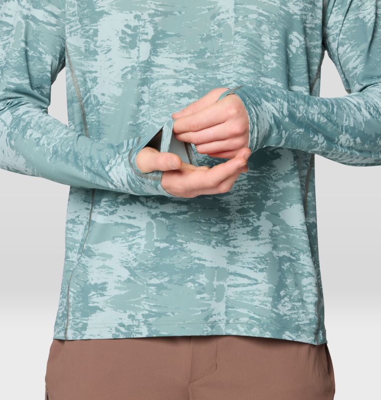 Men's Crater Lake Long Sleeve Crew, Color: Blue Sage Inked Dyed Print, image 6