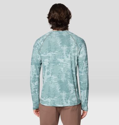 Men's Crater Lake Long Sleeve Crew, Color: Blue Sage Inked Dyed Print, image 3