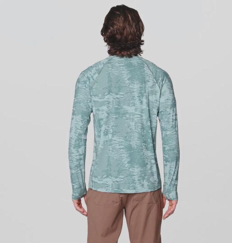 Men's Crater Lake Long Sleeve Crew, Color: Blue Sage Inked Dyed Print