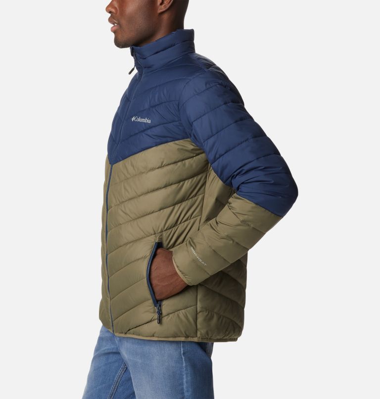 Men's Eddie Gorge  Insulated Jacket, Color: Stone Green, Collegiate Navy, image 3