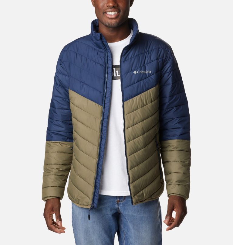 Men's Eddie Gorge  Insulated Jacket, Color: Stone Green, Collegiate Navy, image 1