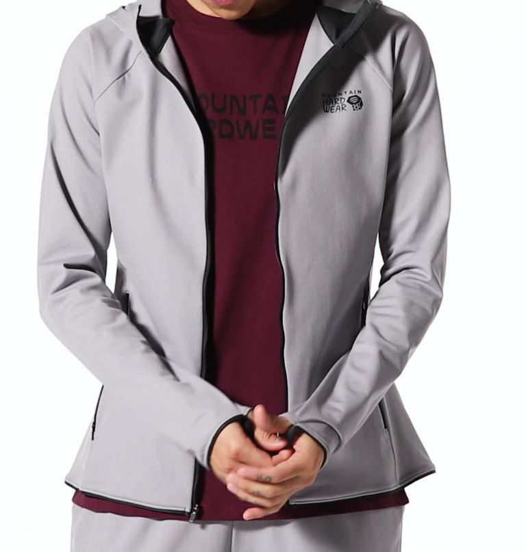 Women's Mountain Stretch Full Zip Hoody, Color: Hardwear Grey Heather