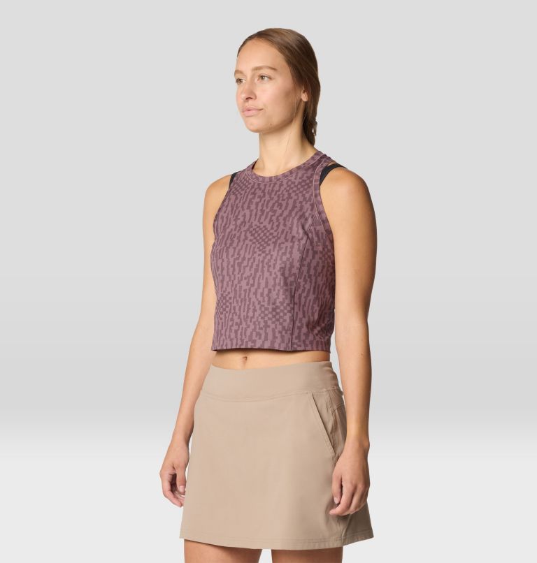Women's Mountain Stretch Tanklette, Color: Warm Ash Digidaze Print, image 4