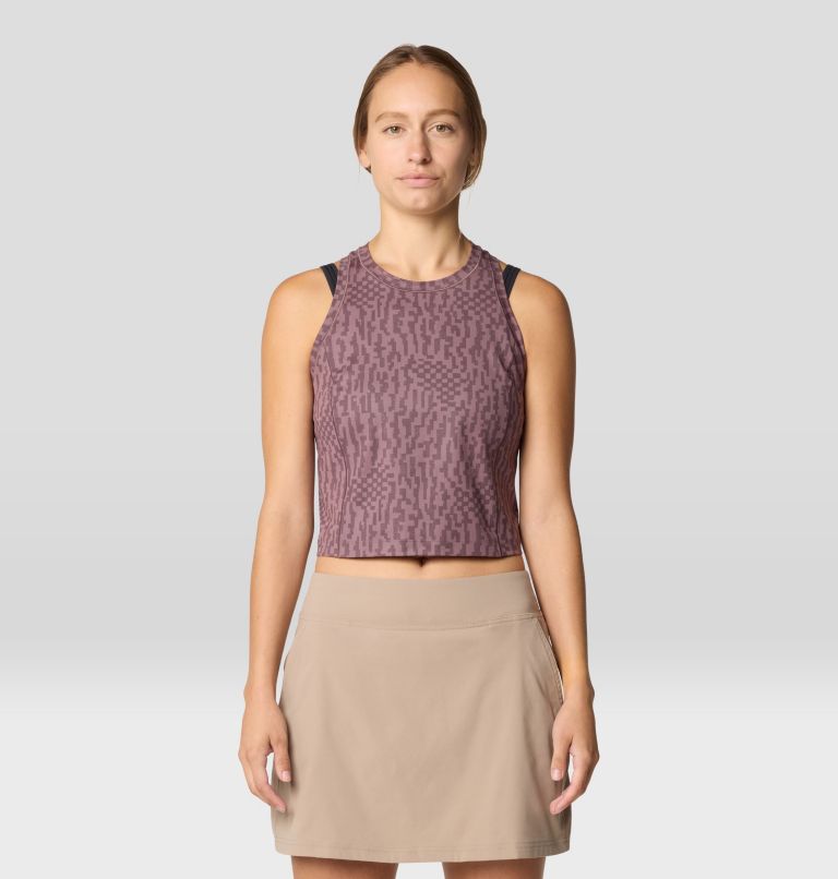 Women's Mountain Stretch Tanklette, Color: Warm Ash Digidaze Print, image 1