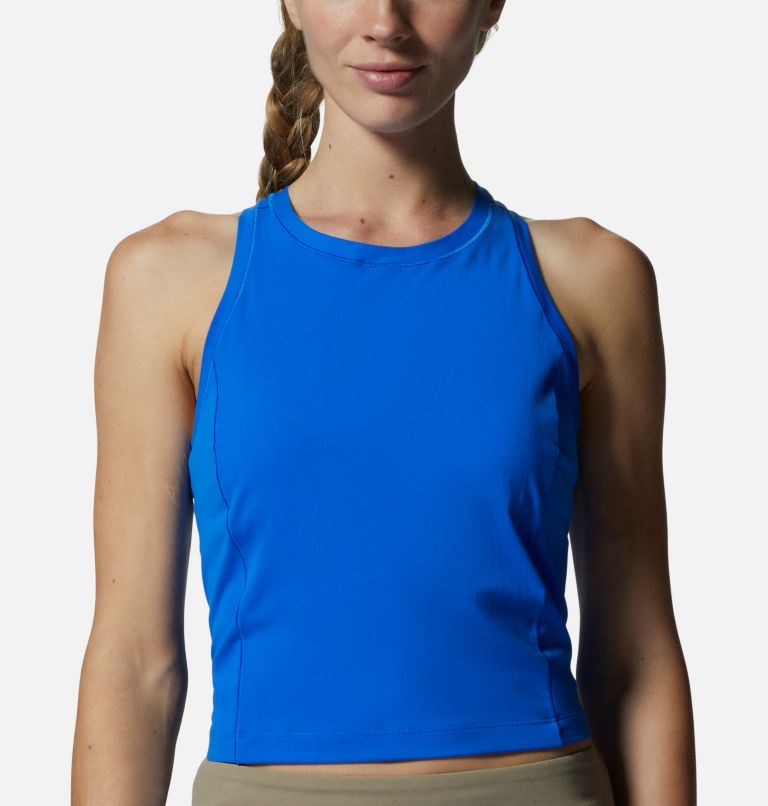 Thumbnail: Women's Mountain Stretch Tanklette, Color: Bright Island Blue, image 4