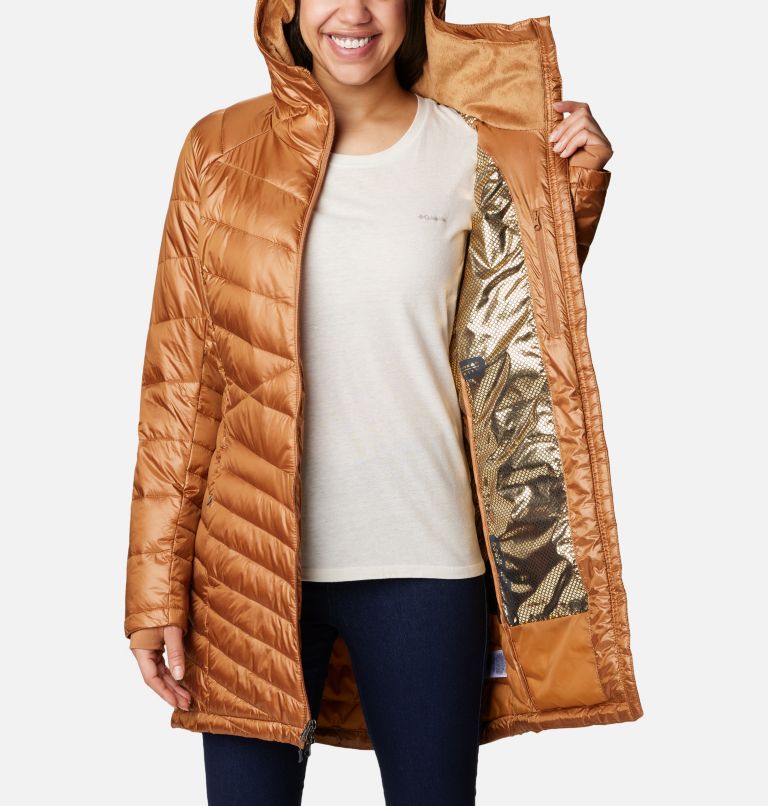 Women's Joy Peak Mid Insulated Hooded Jacket, Color: Camel Brown, image 5