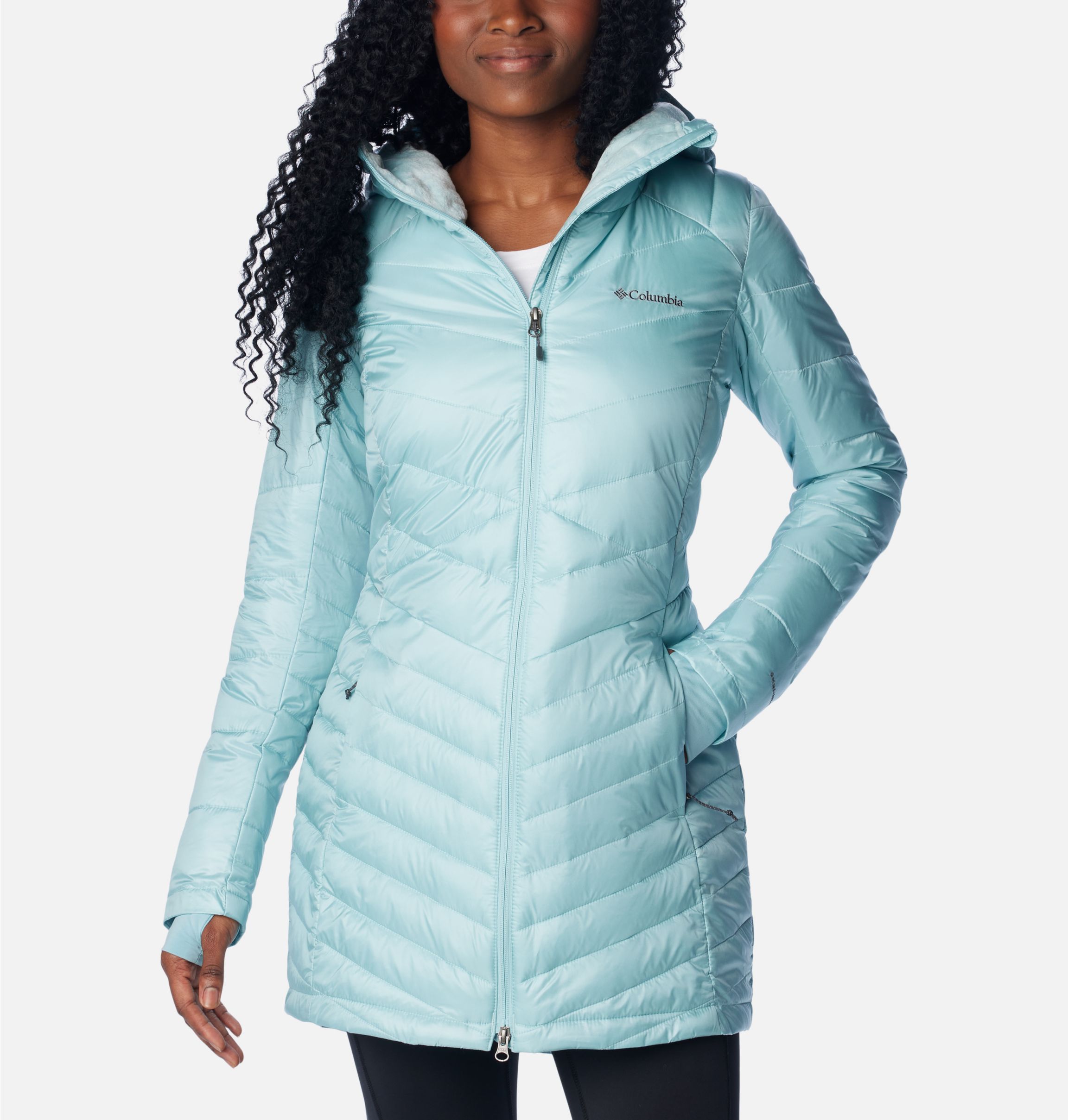 Women s Joy Peak Mid Insulated Hooded Jacket Columbia Sportswear