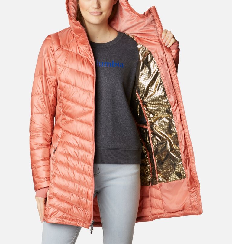 Women's Joy Peak Omni-Heat Infinity Mid Insulated Hooded Jacket, Color: Dark Coral, image 5