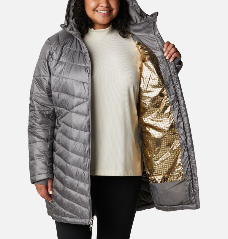Thumbnail: Women's Joy Peak Mid Insulated Hooded Jacket - Plus Size, Color: City Grey, image 5