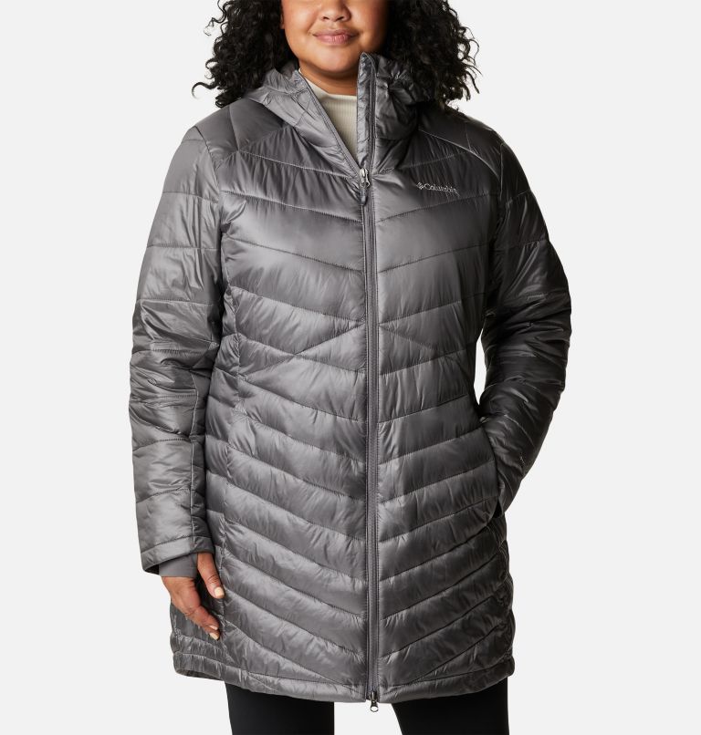 Thumbnail: Women's Joy Peak Omni-Heat Infinity Mid Insulated Hooded Jacket - Plus Size, Color: City Grey, image 1