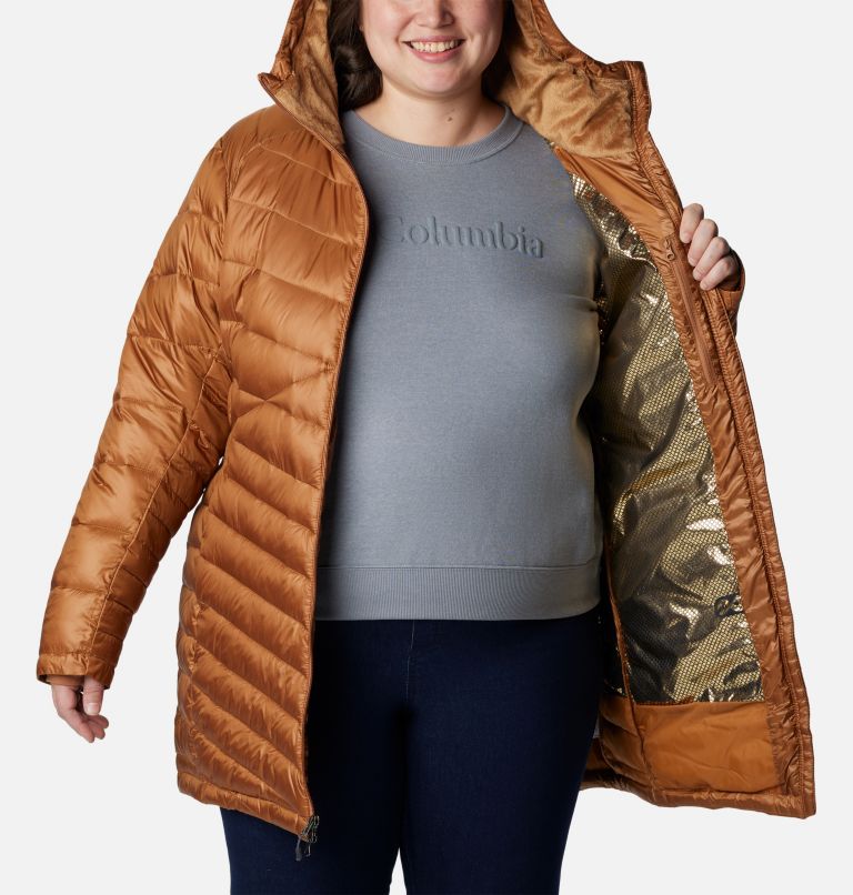Women's Joy Peak Mid Insulated Hooded Jacket - Plus Size, Color: Camel Brown, image 5