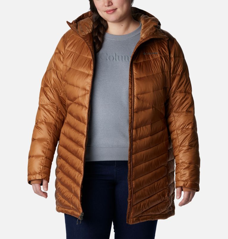 Women's Joy Peak Mid Insulated Hooded Jacket - Plus Size, Color: Camel Brown, image 8