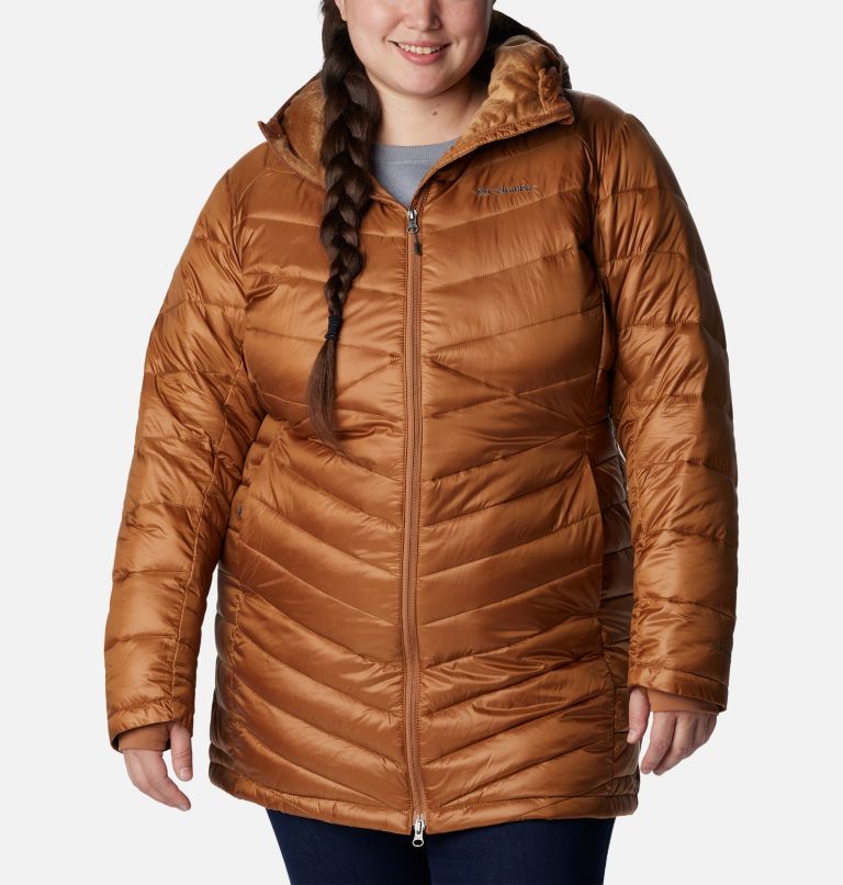 Thumbnail: Women's Joy Peak Mid Insulated Hooded Jacket - Plus Size, Color: Camel Brown, image 1