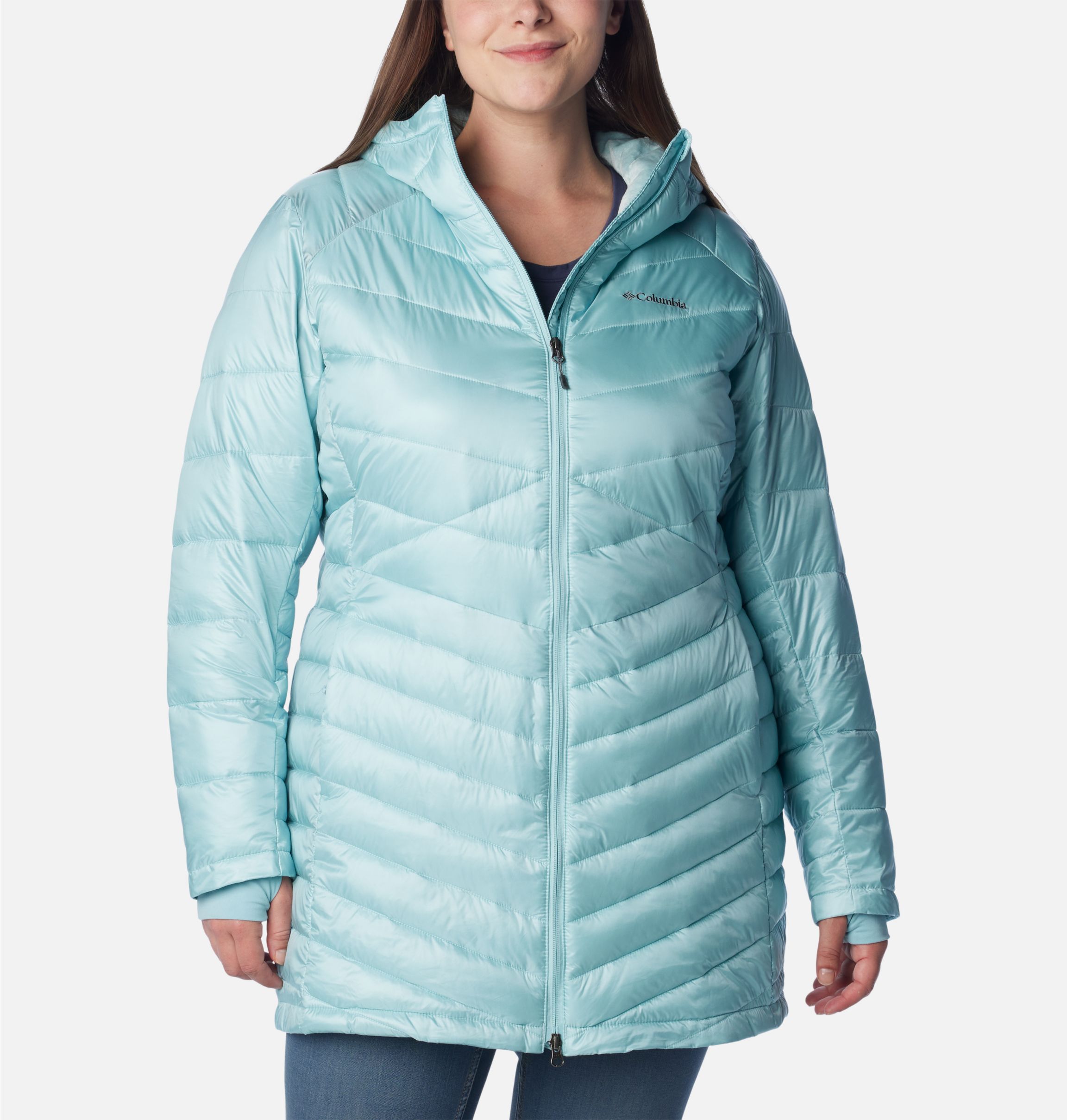 Women's Joy Peak™ Mid Insulated Hooded Jacket - Plus | Columbia Sportswear