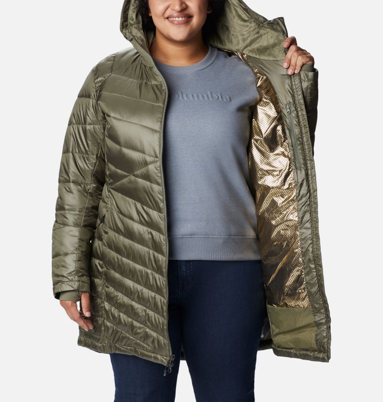 Thumbnail: Women's Joy Peak Omni-Heat Infinity Mid Insulated Hooded Jacket - Plus Size, Color: Stone Green, image 5