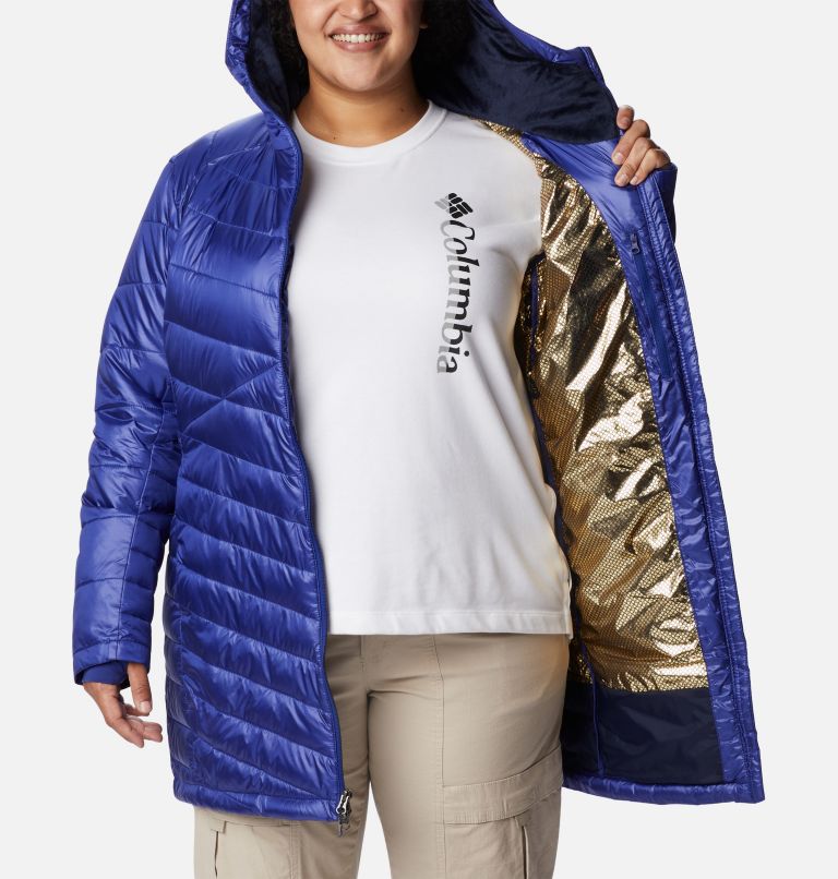 Thumbnail: Women's Joy Peak Omni-Heat Infinity Mid Insulated Hooded Jacket - Plus Size, Color: Dark Sapphire, image 5