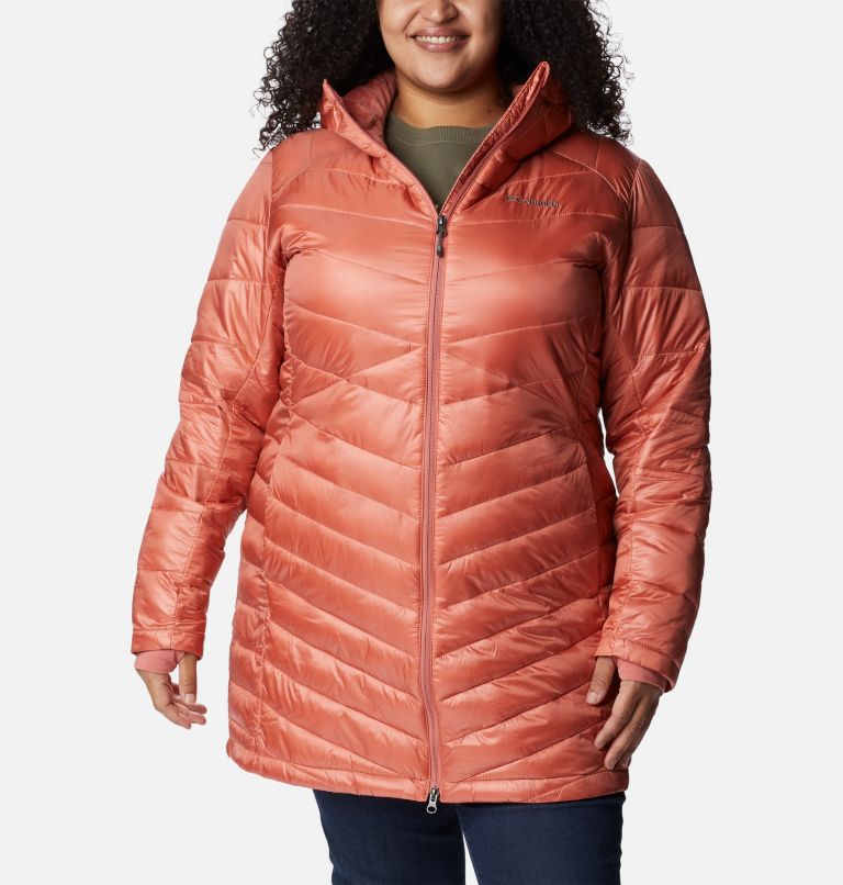 Thumbnail: Women's Joy Peak Omni-Heat Infinity Mid Insulated Hooded Jacket - Plus Size, Color: Dark Coral, image 1