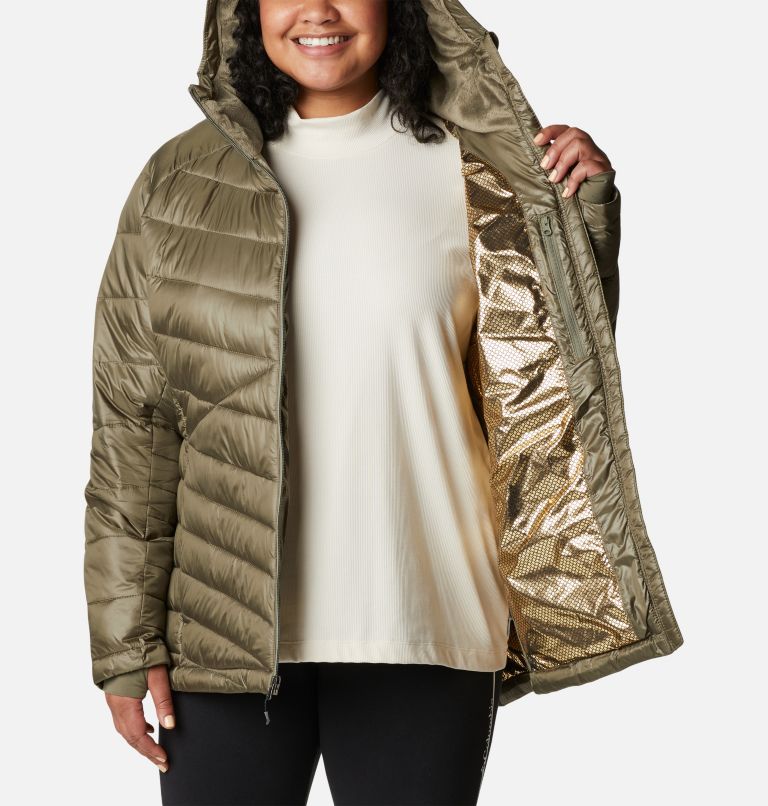 Thumbnail: Women's Joy Peak Insulated Hooded Jacket - Plus Size, Color: Stone Green, image 5