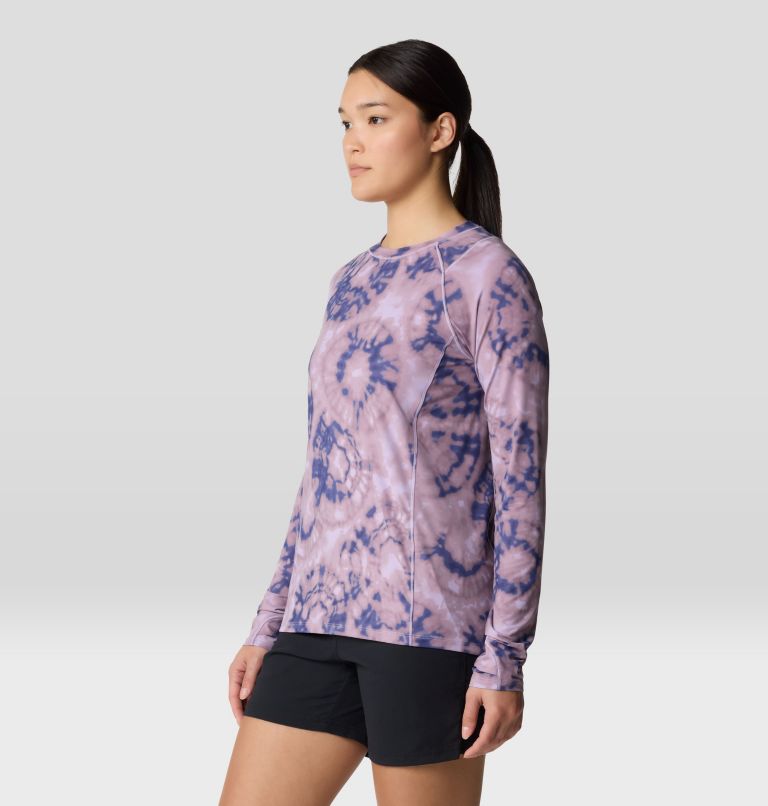 Women's Crater Lake Long Sleeve, Color: Wisteria Spore Dye Print, image 3