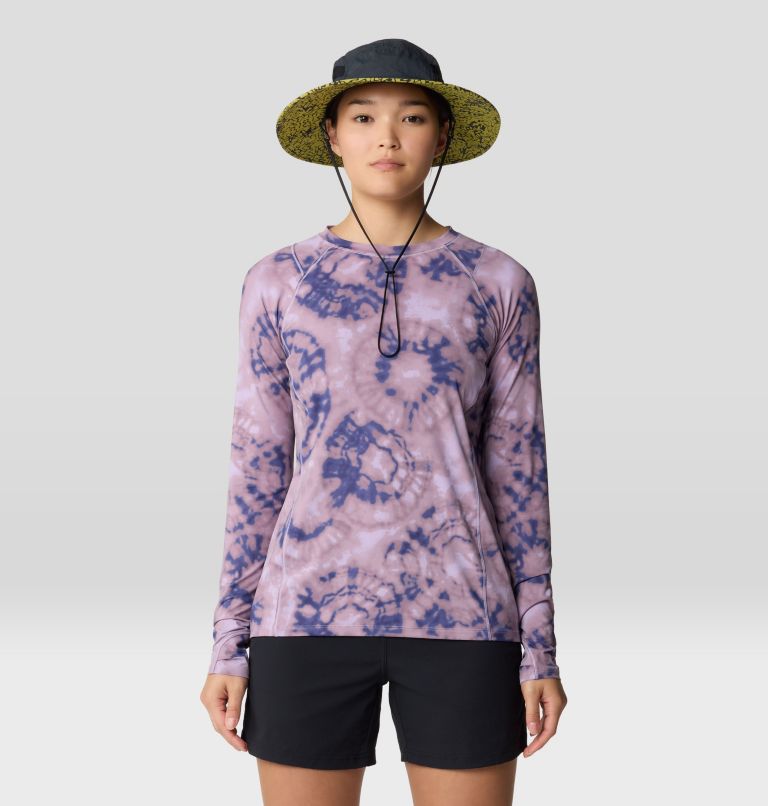 Women's Crater Lake Long Sleeve, Color: Wisteria Spore Dye Print, image 6