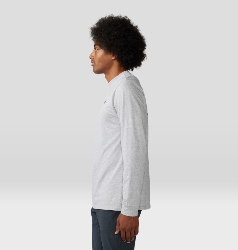 Men's MHW Back Logo Long Sleeve, Color: Hardwear Grey Heather, image 3