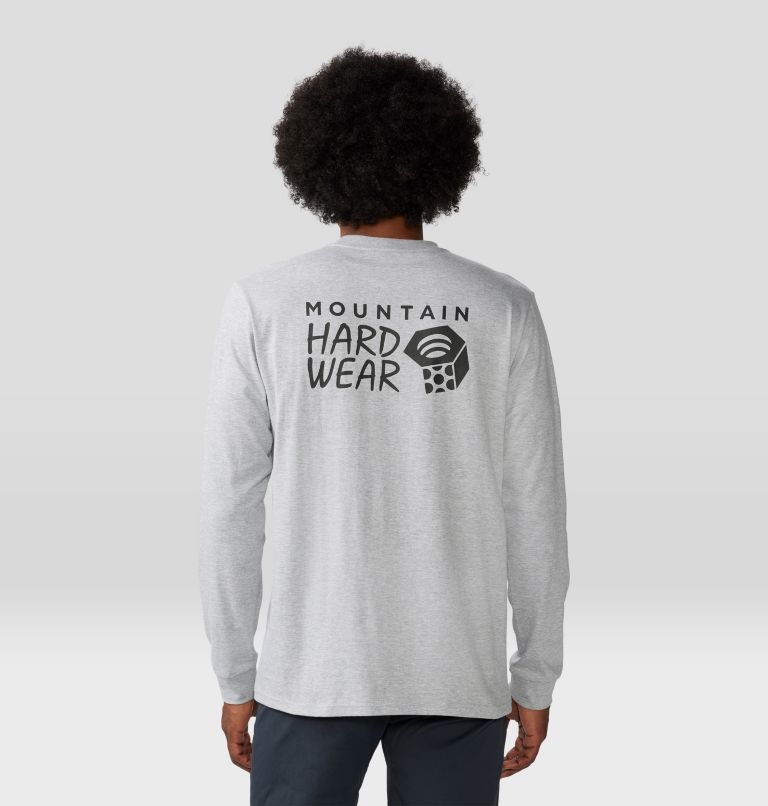 Men's MHW Back Logo Long Sleeve, Color: Hardwear Grey Heather, image 2