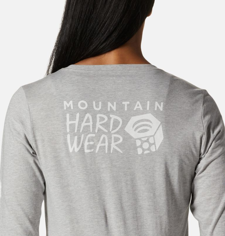 Thumbnail: T-shirt à manches longues MHW Back Logo Femme, Color: Hardwear Grey Heather, image 5