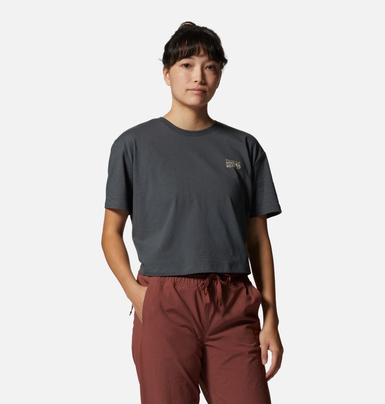 Women's MHW Logo in a Box Crop Short Sleeve, Color: Volcanic, image 1