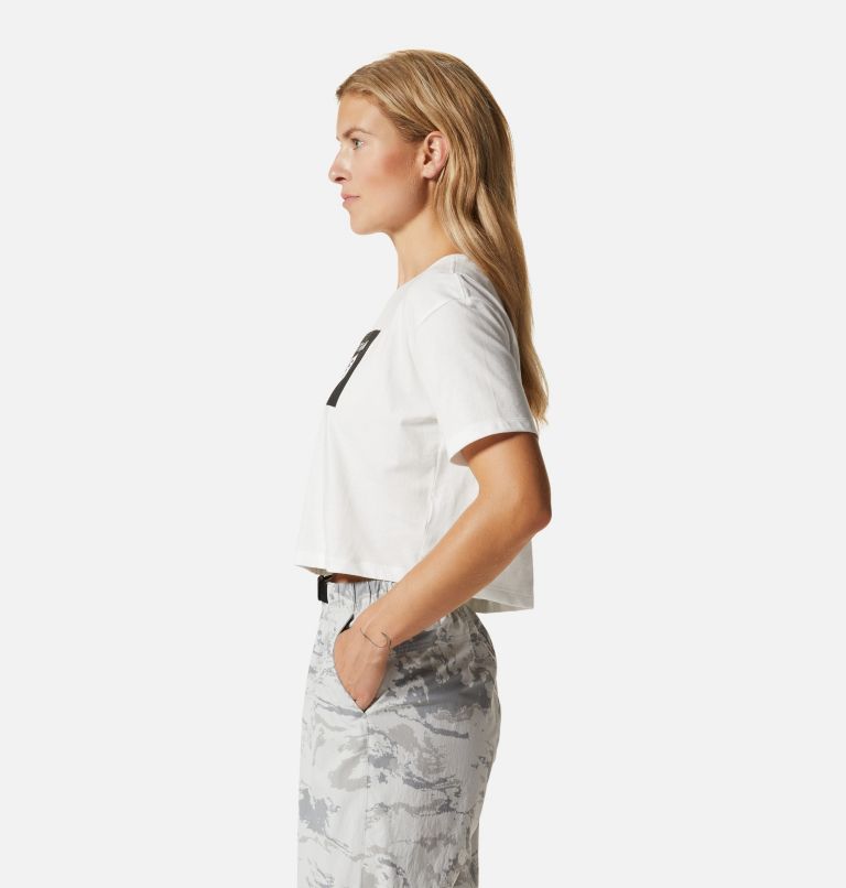 Women's MHW Logo in a Box Crop Short Sleeve, Color: Fogbank, image 3