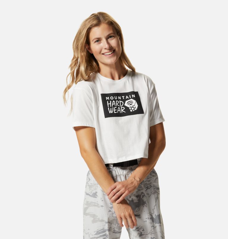 Women's MHW Logo in a Box Crop Short Sleeve | 102 | L, Color: Fogbank, image 5