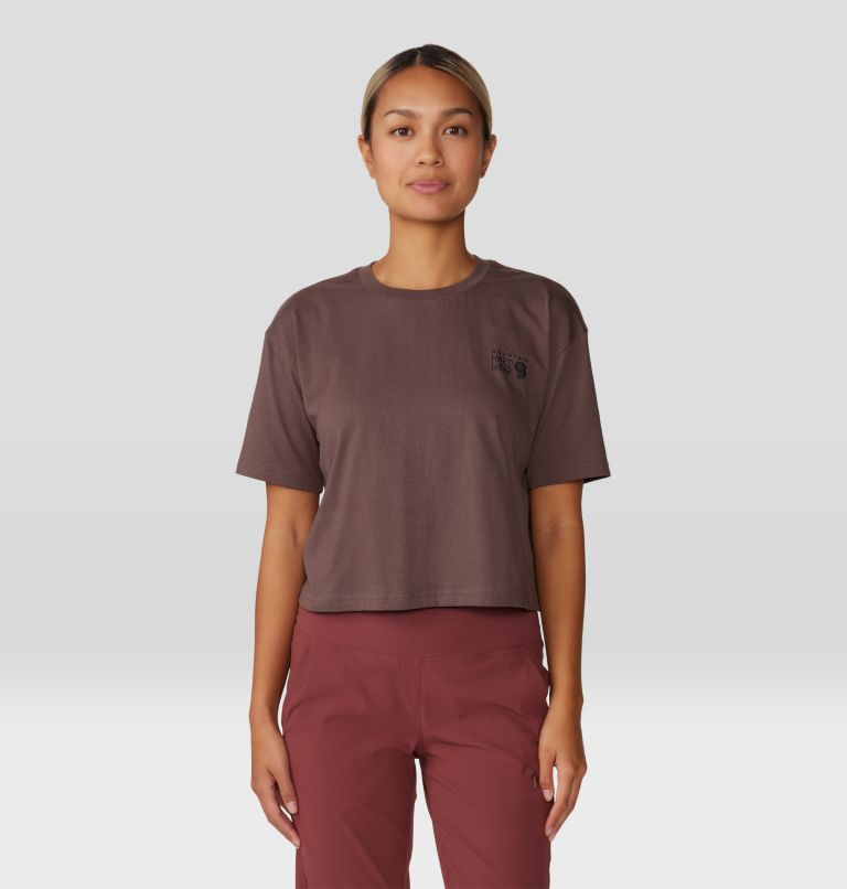 Women's MHW Logo in a Box Crop Short Sleeve, Color: Carob, image 1