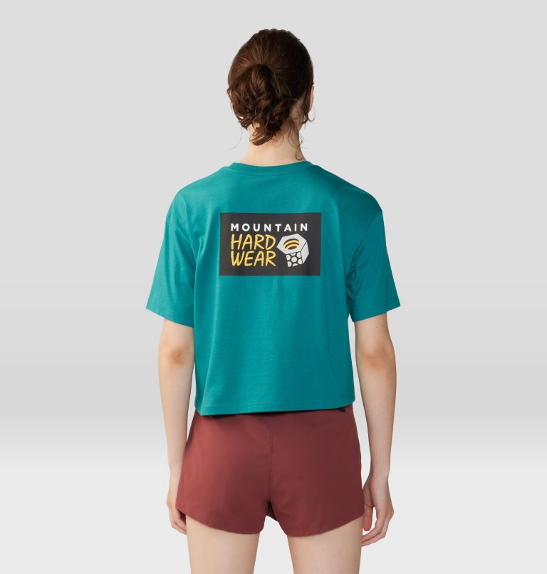 Women's MHW Logo in a Box Crop Short Sleeve, Color: Wintermint, image 2