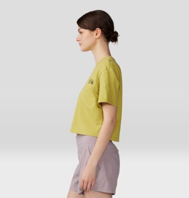 Women's MHW Logo in a Box Crop Short Sleeve, Color: Bright Olive, image 7