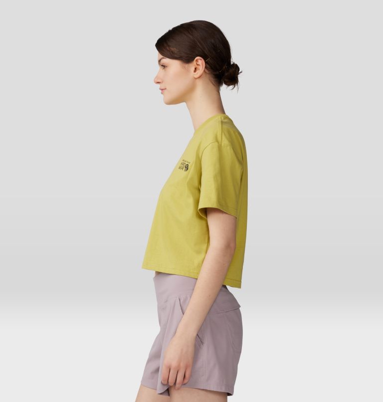 Women's MHW Logo in a Box Crop Short Sleeve, Color: Bright Olive, image 3