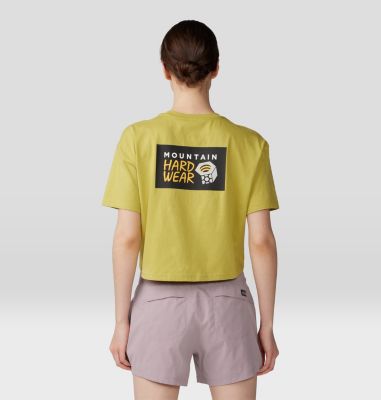 Women's MHW Logo in a Box Crop Short Sleeve, Color: Bright Olive, image 6