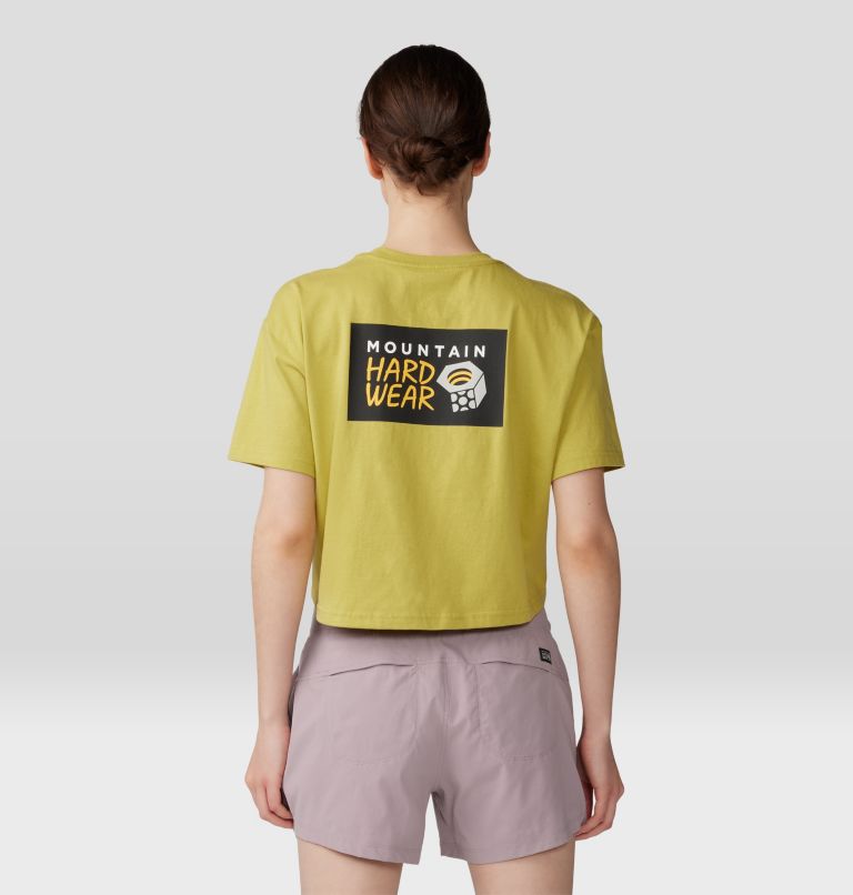 Women's MHW Logo in a Box Crop Short Sleeve, Color: Bright Olive, image 2