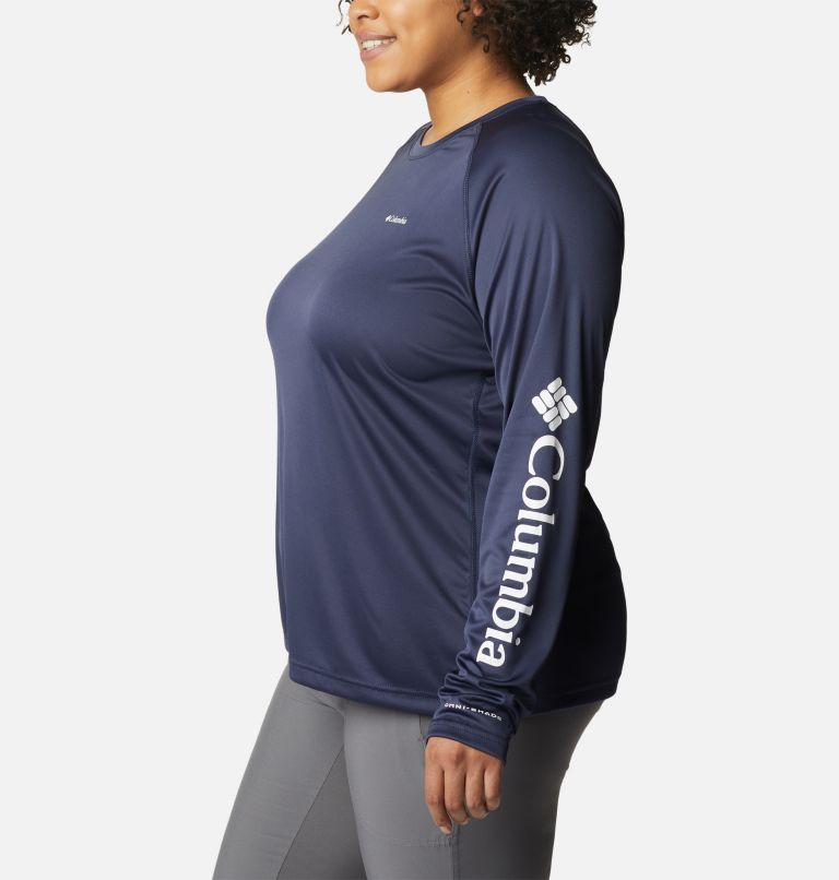 Thumbnail: Women's Fork Stream Long Sleeve Shirt - Plus Size, Color: Nocturnal, White Logo, image 3