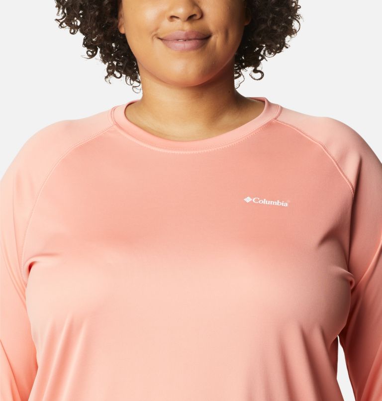 Women's Fork Stream Long Sleeve Shirt - Plus Size, Color: Coral Reef, White Logo