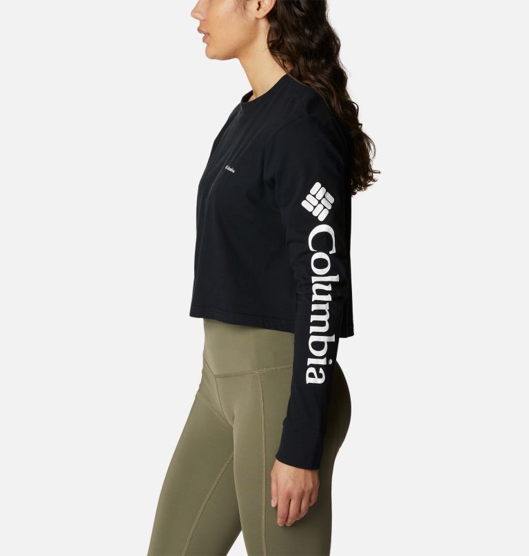 Women’s North Cascades Graphic Cropped Long Sleeve T-Shirt, Color: Black, White