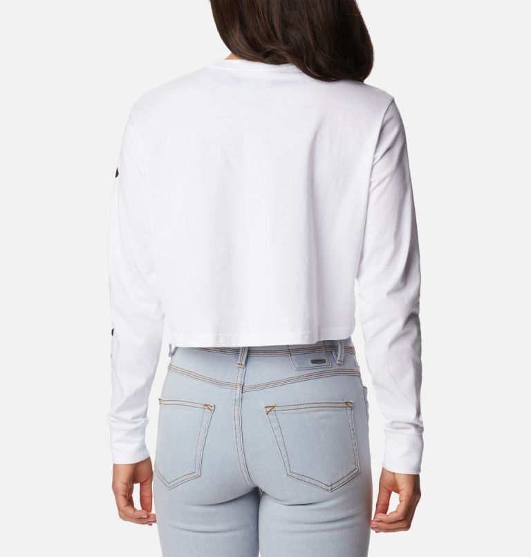 Women’s North Cascades Graphic Cropped Long Sleeve T-Shirt, Color: White, Black, image 2